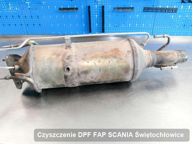 Filtr DPF do samochodu marki SCANIA w Świętochłowicach oczyszczony w specjalistycznym urządzeniu, gotowy do zamontowania