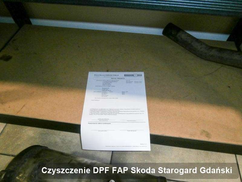 Filtr DPF do samochodu marki Skoda w Starogardzie Gdańskim wyczyszczony na dedykowanej maszynie, gotowy do zamontowania