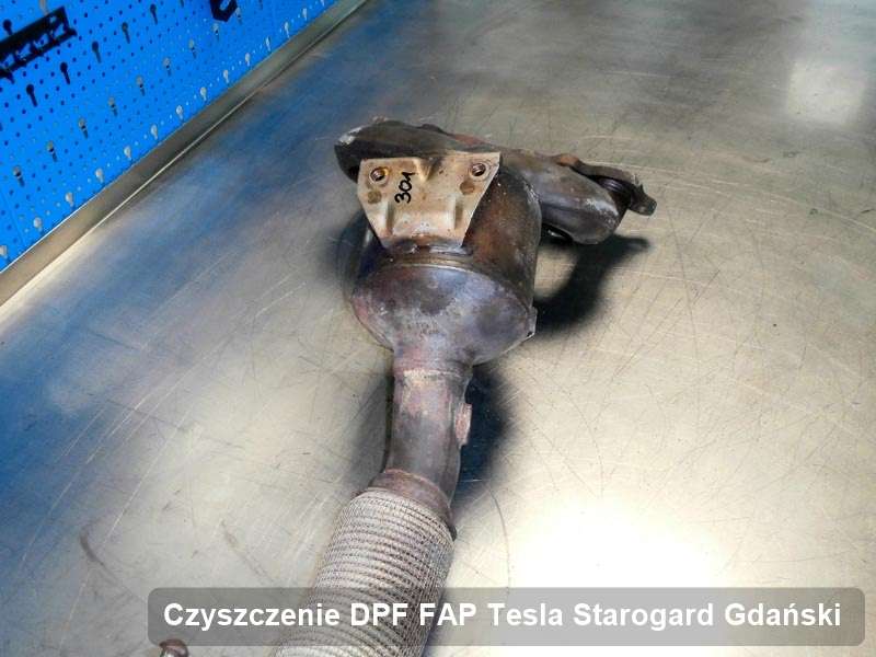 Filtr DPF do samochodu marki Tesla w Starogardzie Gdańskim zregenerowany na odpowiedniej maszynie, gotowy do zamontowania